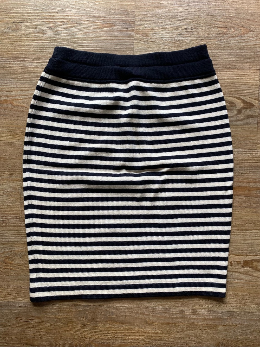 Escada - Women’s Black and White Striped Knit Pencil Skirt